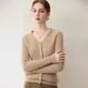 Suéter cárdigan de cachemira Otoño e Invierno Nuevo estilo Versátil Manga larga Otoño e Invierno Tejido de lana Suéter Prendas de abrigo para mujer Moderno Engrosado