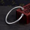 Pulseira de mantra de seis caracteres em prata banhada a cuproníquel para homens vintage esculpido à mão coração sutra pulseira aberta para homens e mulheres amantes de jóias