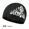 Venta directa de fábrica gorro de natación de tela de poliéster alta elasticidad adulto general patrón color sólido embalaje independiente cartón gorro de natación