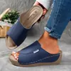 Sandalias de cuña de una tira de talla grande 43, suela gruesa, punta abierta, importación, para playa, exteriores, estilo balancín, verano 2025