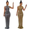 X5259 Moda Europea y Americana Ebay Aliexpress Vestido de Fiesta Sexy sin Espalda para Discoteca Vestido Largo Transparente con Pedrería para Mujer