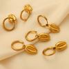 Pendientes de Colgante de Concha Estilo Ins Retro Elegante para Mujer Moda Oceánica Elegantes Hebilla de Oreja de Acero Titanio Chapado en Oro de 18K