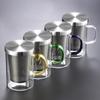 Vaso de vidrio para té de burbujas con filtro de acero inoxidable, taza para té de flores, vaso para beber, taza resistente al calor para separación de té, taza de tres piezas