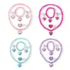Anel Infantil Princesa Elsa de Cristal, Colar Infantil, Brincos Infantis Conjunto de Quatro Peças Joias Infantis em Estoque
