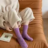 Meias de Veludo Coral Novas Transfronteiriças Masculinas de Cano Médio Outono e Inverno Quentes para Chão Antiderrapantes Forradas com Lã Espessadas Meias de Dormir