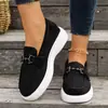 Mocassins para Mulheres 2026 Primavera e Verão Novos Estilo Britânico Sapatos Slip-On com Fivela de Metal, Mocassins Planos Confortáveis