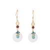 Nuevo Estilo Chino Estilo Nacional Elegante Elegante Temperamento Wenwan Diseño Nicho Xiangyun Hebilla Ping An Imitación Jade Hetian Juego de Joyería Chapado en Oro