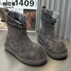 Botas Martin de Couro Genuíno Cabeça Grande Bota Dupla Feminina 2026 Outono Novo Botas Curtas Birkenstock Versátil Sola Grossa Aumento de Altura Botas Únicas