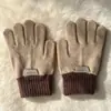 Guantes de Punto de Cinco Dedos para Niños Otoño e Invierno Bloque de Color Parche de Cuero Forro Polar Engrosados Cálidos Guantes para Niños Guantes de Protección contra el Frío para Niños
