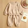 Conjunto de Sudadera Lisa de Color Sencillo para Niños Niños y Niñas Pantalones Deportivos Sueltos con Puño Conjunto de Dos Piezas Ropa de Otoño para Niños Fuente