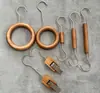 Gancho para Exhibición de Tienda de Ropa, Gancho en S, Perchero para Ropa, Tablero Colgante de Madera de Haya, Pinza para Ropa y Sombrero, Pinza Individual, Anillo Redondo de Madera Maciza
