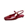 Versión de Piel de Vaca ~ Sandalias Mary Jane Francesas Baotou para Mujer, Correas Versátiles de Hebilla de Una Línea, Zapatos Planos con Suela Plana para Ropa de Trabajo
