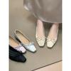 Zapatos Mary Jane Cuadrados de Seda y Satén Franceses con Lazo 2025 Nuevos Zapatos de Salón Plisados de Satén