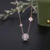Colar de trevo de quatro folhas de cristal de gelo 999 de prata pura para mulheres, corrente para clavícula com pingente requintado de luxo leve, gargantilha de cristal de gelo de nicho de alta qualidade