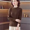 Camiseta básica de cuello medio para mujer, estilo madre, nuevo modelo otoño e invierno 2026, camiseta de manga larga para mujer de mediana edad