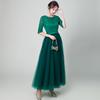 Vestido de noche verde transfronterizo japonés y coreano Amazon AliExpress, ajustado, largo, sencillo, para banquete de boda.