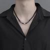 Colar de Obsidiana Masculino Tendência Design de Nicho Retro Contas Masculinas Corrente para Clavícula com Contas de Transferência Acessórios Hip-Hop para Meninos