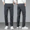 Calça casual de alta qualidade cinza claro para homens, corte reto solto, calça de outono, novo modelo primavera/outono 2026, tamanho grande, comprimento longo