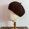 Boina retro de cuero lavado estilo japonés para mujer, sombrero de pintor moderno para otoño e invierno, adelgazante, versátil, elegante boina de calabaza