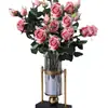 Buquê Simulado Ornaments para Gabinete de TV de Sala de Estar Conjunto Floral de Vaso Decoração de Flores Artificiais Rosa Búlgara Hidratante