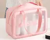 Bolsa de Maquillaje Transparente para Colgar, Bolsa de Almacenamiento Portátil Semitransparente, Neceser Escarchado para Mujer, Gran Capacidad