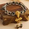 Han Yu Yuan Polvo de Oro Lámina de Plata Vidrio Gris Fragante Pulsera de Pulsera para Mujer Templo 2023 Nueva Pulsera Duobao Regalo