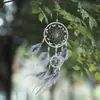 Simples apanhador de sonhos cinza esfumaçado de dois anéis ornamento pendurado literário e fresco casa apanhador de sonhos pingente cristal cinza anel duplo