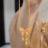 Collar Mariposa Multicolor Lluvia Ahumada Mariposa de Ensueño Esmalte Degradado Estilo Chino Diseño de Nicho Collar con Sentido Avanzado Regalo para Novia