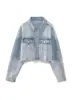 ZA Europa y Estados Unidos transfronterizo 2025 nueva primavera moda vintage femenina chaqueta corta de mezclilla abrigo corto