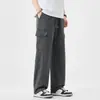 Pantalones Largos Casuales Rectos Versátiles de Primavera/Otoño para Exteriores con Múltiples Bolsillos y Decoración de Parche Bordado Moda Japonesa de Calle