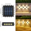 Luminária de parede lavadora de ambiente alimentada por energia solar, emitindo luz para cima e para baixo, luz de parede decorativa, lâmpada de parede à prova d'água para jardim externo e pátio