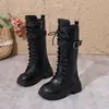 Botas Altas de Moda para Niñas Otoño Invierno Botas Altas Infantiles Moda Estilo Coreano Botas Negras Altas Botas de Moda de Caña Alta para Niña Pequeña