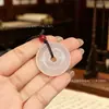 Pingente de Colar de Calcedônia Branca Tipo Gelo Natural Colar Trançado para Meninas Simples Estilo Chinês Novo Estilo Chinês Presente