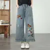 Colección Primavera 2026 Jeans de Mujer Estilo Étnico Cintura Elástica Bordados Holgados Moda Adelgazantes Pantalones Acortados de Pierna Ancha