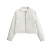 Ropa de Mujer Transfronteriza al por Mayor Primavera y Otoño Chaqueta Casual de Trabajo con Cuello Alto, Diseño de Puntadas Visibles, Abrigo Corto, Top Holgado