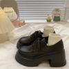 Zapatos de Cuero de Suela Gruesa Estilo Británico para Mujer 2026 Primavera Nuevos Zapatos de Salón Negros de Tacón Alto Retro Francés Mocasines para Estudiantes
