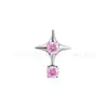 Pendientes de aleación de titanio f136 con incrustaciones de circonita en forma de estrella de cuatro puntas, joyería para piercing corporal de titanio G23, pendientes de botón para tragus con rosca interna