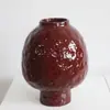 Cerámica Roja Florero Hecho a Mano Japonés Decoración del Hogar Adornos Sala de Estar Nicho Casa de Huéspedes Sala de Té Arreglo Floral Nuevo Chino