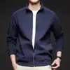 Jaqueta Masculina Derong Nova Outono 2025 Moda Casual para Meia-Idade Cor Sólida Autoaquecimento Quente Manga Longa Jaqueta Masculina