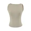 Camiseta Regata Feminina de Um Ombro Sem Mangas, Estilo Simples e Elegante, Verão, Slim Fit, Ajuste na Cintura, Curta, Cor Sólida, Amiga da Pele, Versátil
