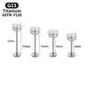 Aretes de aleación de titanio F136, poste de 0.8 mm de grosor, circonita cúbica 5A, rosca interna, piercings para labio, aretes para cartílago con incrustación de circonita cúbica terminados
