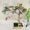 Marco de escalada grande para gatos Árbol para gatos Tronco de árbol de madera maciza Juguete para gatos Casa para gatos Nido para gatos Plataforma de salto Árbol decorativo integrado para cafetería de gatos