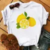 Camiseta Divertida de Frutas para Mujer Moda Kawaii Estampado de Plátano Camiseta Blanca Harajuku Camiseta de Manga Corta Tops Camisetas