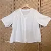 Las Camisas Hermosas de Moda de Este Año, Tops de Estilo Francés, Modernos y Adelgazantes, Camisas Negras de Cáñamo con Cuello en V 6023