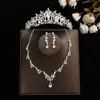 Coroa elegante de noiva Mori Super fada cocar conjunto de três peças novo colar acessórios de casamento brincos de aniversário casamento mulheres