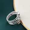 Anillo hueco europeo y americano con incrustaciones de circonita, estilo étnico bohemio, único, moderno, a la moda, joyería de anillo para dedo de nicho