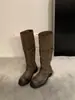 2025 Nuevas Botas de Caballero Retro Coreanas Desgastadas para Mujer con Hebilla de Cinturón, Botas de Caña Media con Suela Gruesa, Botas de Nicho