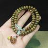 Contas de ábaco de sândalo verde 8mm pulseira pulseira de dupla camada com borla de lótus rosário masculino e feminino atacado