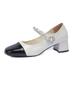 Zapatos Mary Jane de Tacón Bajo Grueso con una Sola Correa, Nuevo Estilo Primavera y Otoño 2025 Mocasines Planos de Punta Cuadrada Inspirados en Chanel