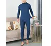 Roupa íntima térmica masculina 2023 com forro de veludo e fleece, espessada, gola média, à prova de frio, resistente ao inverno, resistente ao congelamento